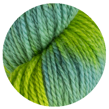 TOFT luxury hand dyed blue and green yarn in DK